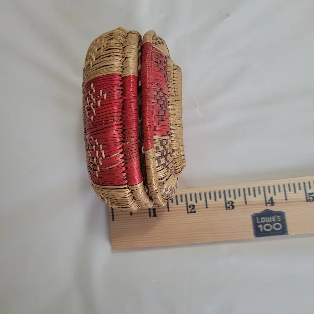 Woven Trinket Jewlery Baskets 2 Small Vintage Handmade